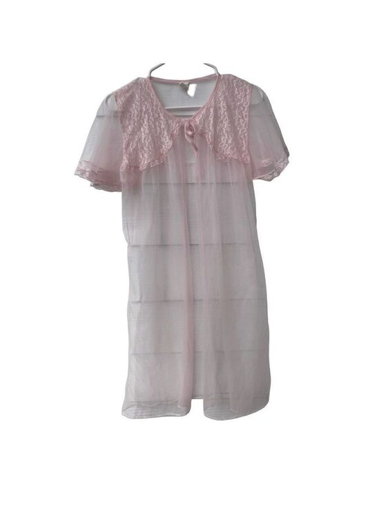 Vintage Other - VTG 70s nightie pastel pink Peignoir size XL